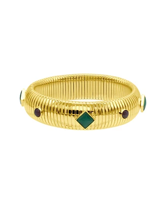 Adornia 14K Gold-Plated Tall Omega Bracelet with Color Stone