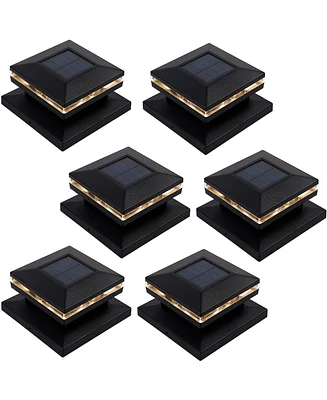 6-Pack Solar Post Cap Lights Outdoor Waterproof