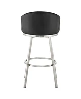 Armen Living Eleanor 26" Swivel Counter Stool in Brushed Stainless Steel and Faux Leather