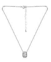 Giani Bernini Cubic Zirconia Bead Frame Pendant Necklace in Sterling Silver, 16" + 2" extender, Created for Macy's