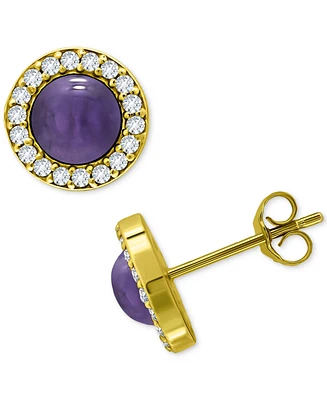 Giani Bernini Onyx & Cubic Zirconia Halo Stud Earrings Sterling Silver, Created for Macy's