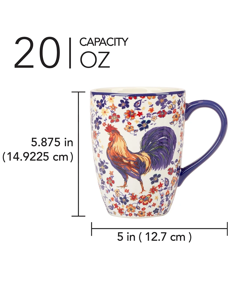 Certified International Morning Rooster Set of 4 Mugs