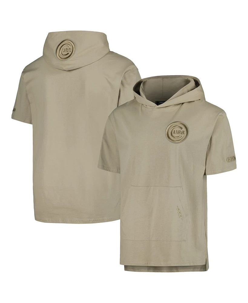 Men's Pro Standard Khaki Chicago Cubs Neutral Short Sleeve Hoodie T-shirt