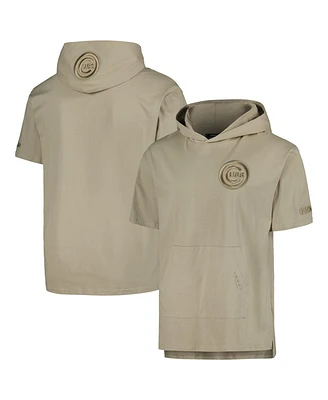 Men's Pro Standard Khaki Chicago Cubs Neutral Short Sleeve Hoodie T-shirt