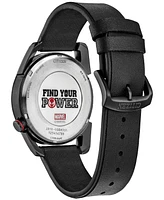 Citizen Eco-Drive Men's Marvel Miles Morales Black Leather Strap Watch 42mm
