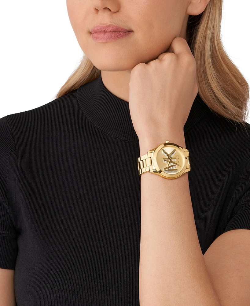Michael Kors Women's Slim Runway Three-Hand Gold-Tone Stainless Steel Watch 42mm