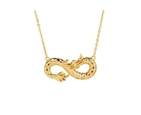 Sterling Silver 14K Gold Plated Infinity Dragon Pendant Necklace