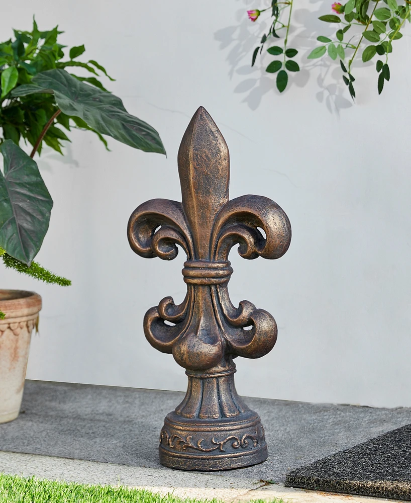 Glitzhome Bronze Standing Fleur De Lis Garden Statue