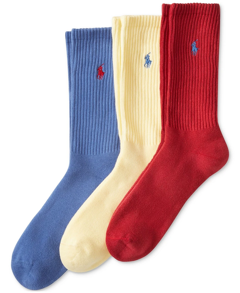 Polo Ralph Lauren 3 Pack Ribbed Cushion Foot Crew Men's Socks
