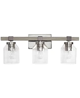 Lalia Home Barnlit Rustic Three Light Metal and Clear Glass Shade Vanity Uplight Downlight Wall Mounted Fixture
