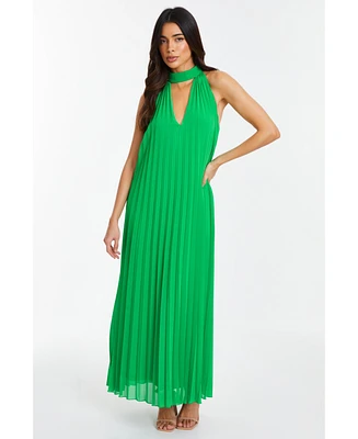 Quiz Women's Chiffon Pleated High Neck Midi Dress