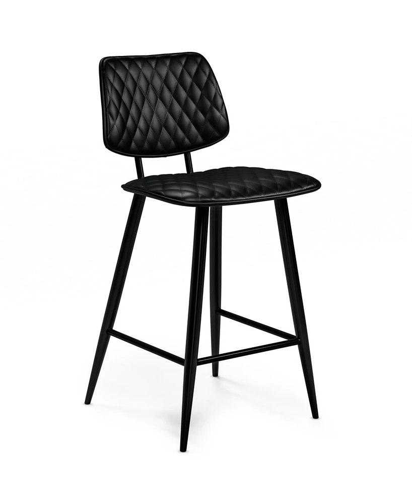 Simpli Home Raya Counter Height Stool (Set of 2) in Black Pu Leather