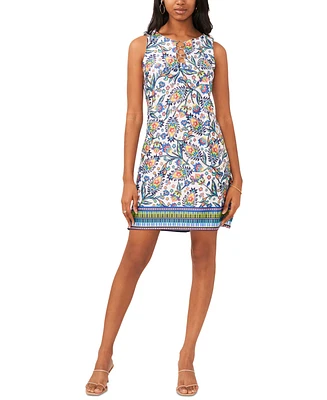 Msk Women's Sleeveless Mixed-Print Keyhole-Neck Shift Dress