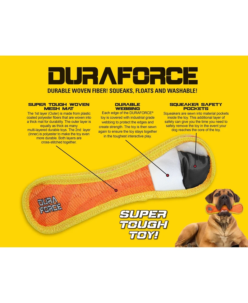 DuraForce Med Gear Ring Tiger Orange-Yellow, Durable Plush Squeaky Dog Toy