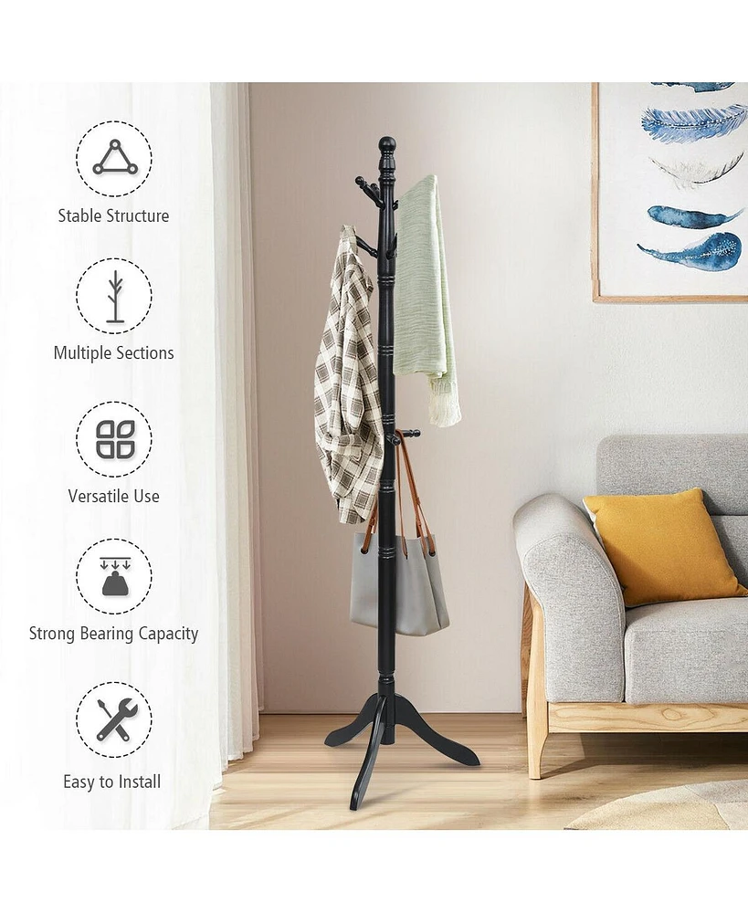 Slickblue Entryway Height Adjustable Coat Stand with 9 Hooks