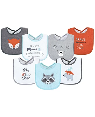 Hudson Baby Infant Boy Cotton Terry Drooler Bibs with Fiber Filling, Boy Dino, One Size