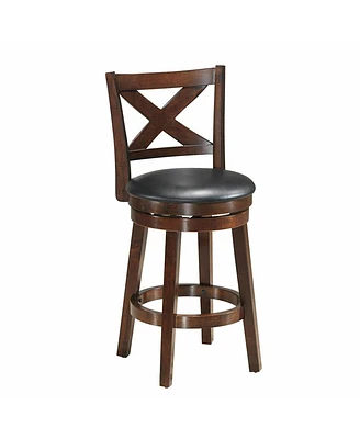 Swivel X-back Upholstered Counter Height Bar Stool with Pvc Cushioned Seat