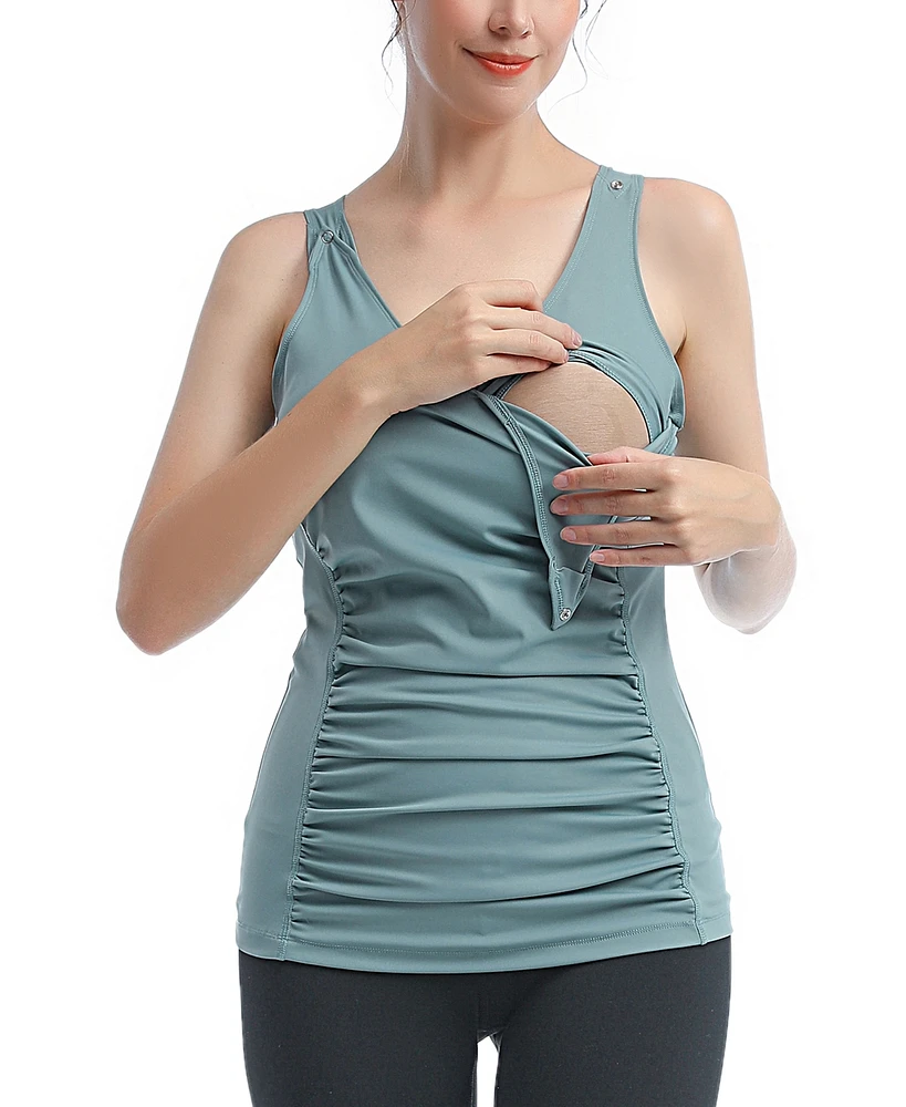 kimi + kai Maternity V-Neck Nursing Active Tank Top