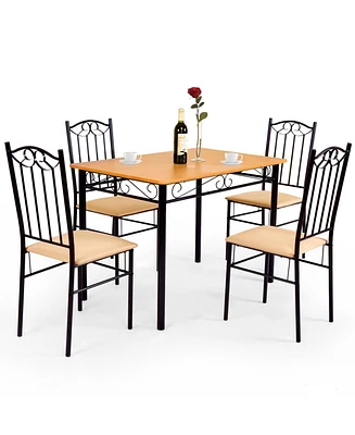 Sugift 5 Pieces Dining Set Wooden Table and 4 Cushioned Chairs