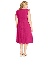 Maggy London Plus Size Eyelet Midi Dress