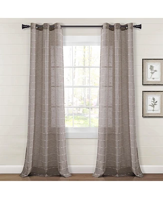 Lush Decor Farmhouse Textured Grommet Sheer Window Curtain Panels