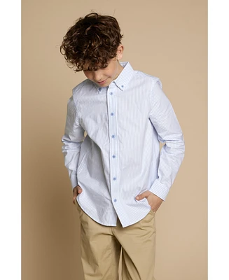 Brooks Brothers Big Boys Pinstripe Woven Long Sleeve Oxford Shirt