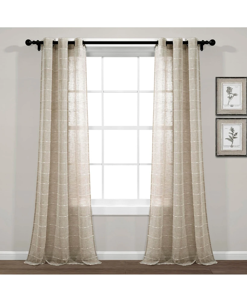 Lush Decor Farmhouse Textured Grommet Sheer Window Curtain Panels