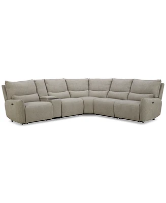 Olper -Pc. Fabric Zero Wall Sectional Sofa with Three Power Motion Pieces & Console