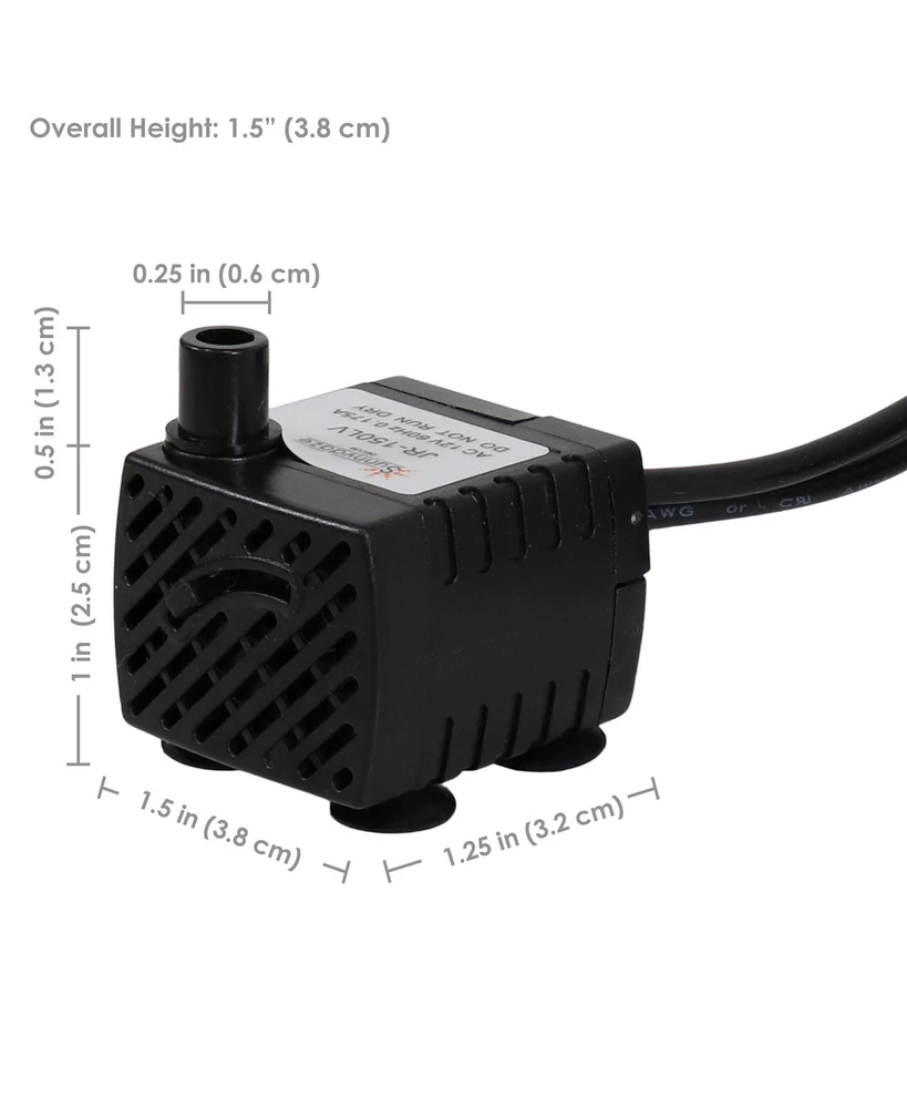 Indoor/Outdoor Small Fountain or Aquarium Pump with Led Light Ring and Transformer - 40 Gph - 12 Volts