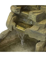 37"H Electric Fiberglass Stone Falls Waterfall Outdoor Water Fountain
