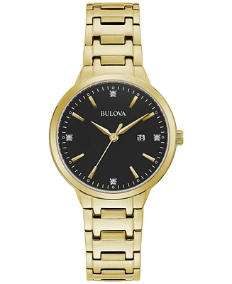 Bulova Women's Diamond Accent Gold-Tone Stainless Steel Bracelet Watch 33mm