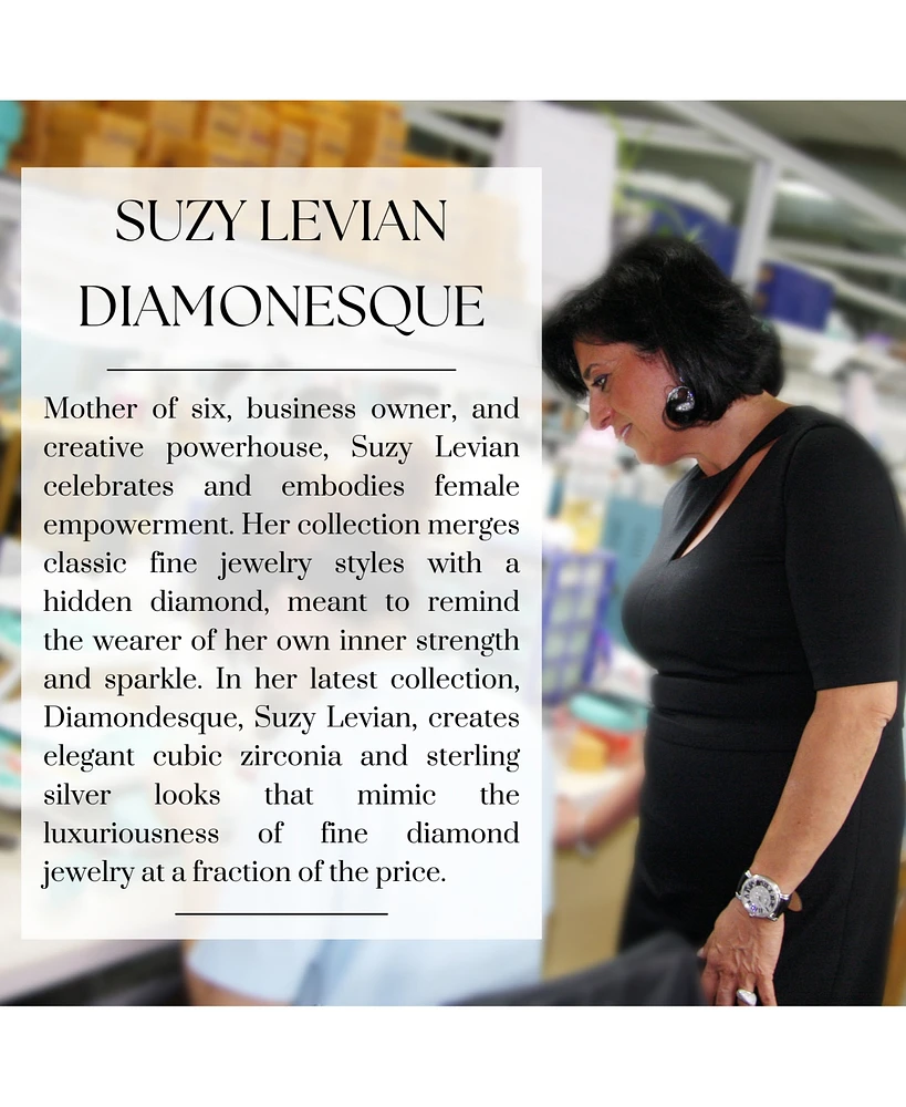 Suzy Levian Sterling Silver Cubic Zirconia Flower Petal Mismatched Large Studs Earrings