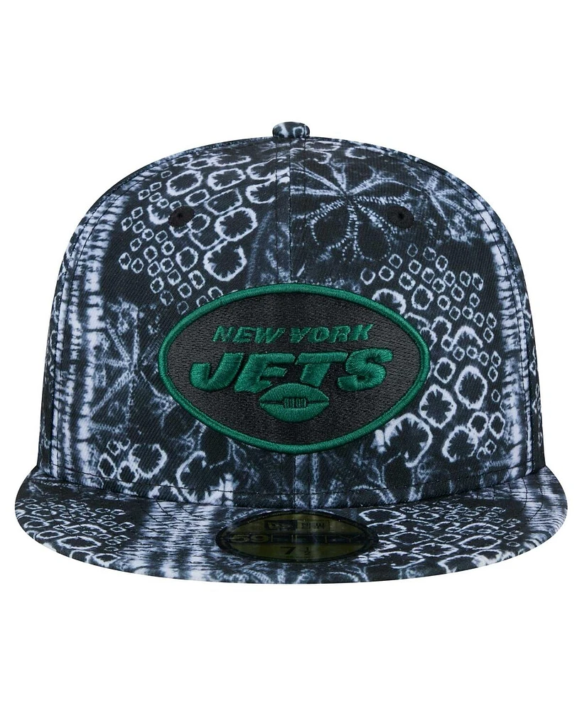 New Era Men's Black York Jets Shibori 59Fifty Fitted Hat