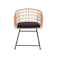 Emma+Oliver Ari Set Of Two All-Weather Faux Rattan Rope Chairs With Padded Cushions For Indoor And Outdoor Use