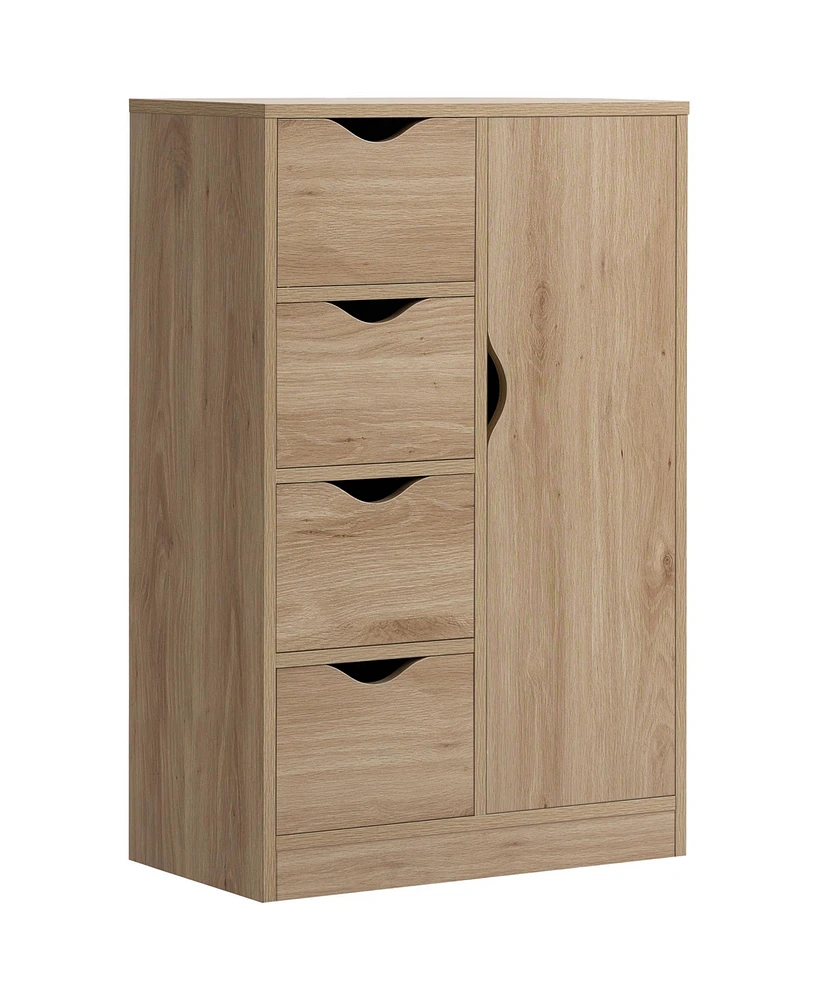 Homcom Wooden Storage Cabinet Organizer with 4 Drawers and 1 Shelf