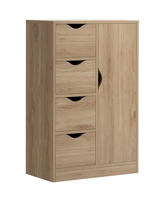 Homcom Wooden Storage Cabinet Organizer with 4 Drawers and 1 Shelf