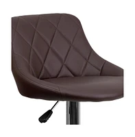 Bucket Seat Adjustable Height Barstool With Diamond Pattern Back