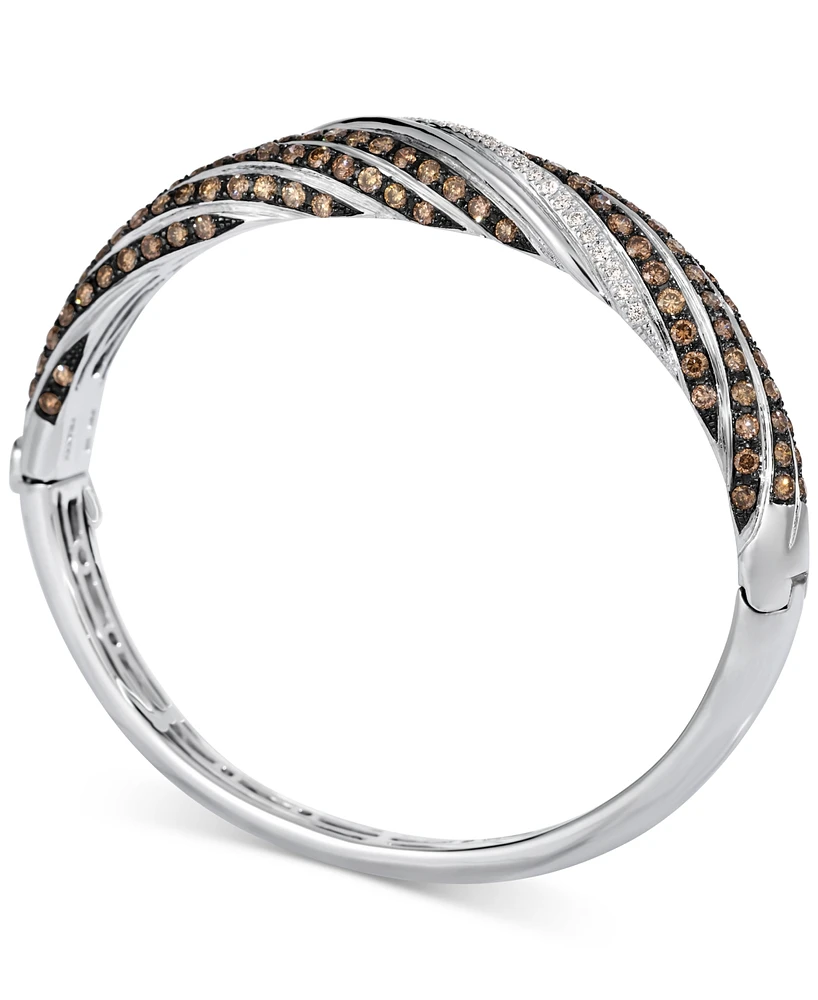 Le Vian Chocolate & Vanilla Diamond Swirl Bangle Bracelet (5-1/3 ct. t.w.) in 14k White Gold