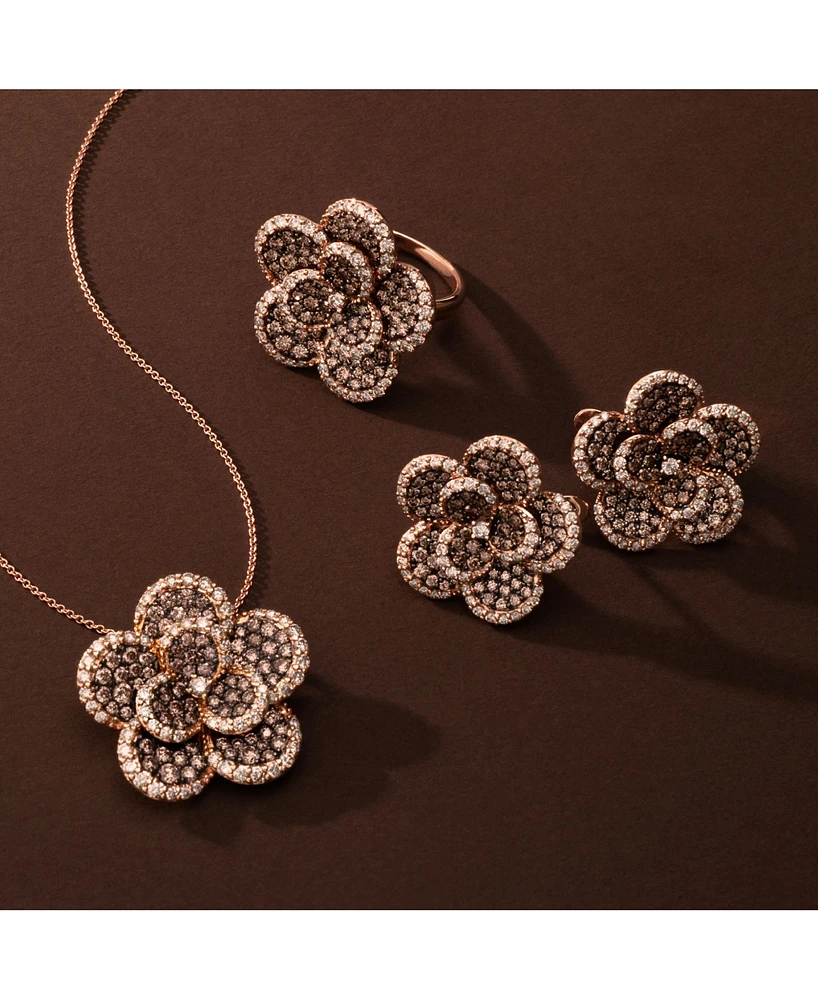Le Vian Chocolate Diamond & Nude Diamond Flower Adjustable 20" Pendant Necklace (2-1/3 ct. t.w.) in 14k Rose Gold