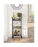 Slickblue Small Bar Cart With 3-tier Mirrored Shelf