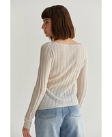 Crescent Women's Ellie Sheer Rib Sweater Top