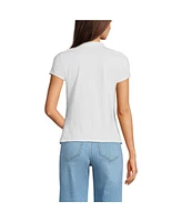 Lands' End Women's Lightweight Jersey Button Pintuck Top