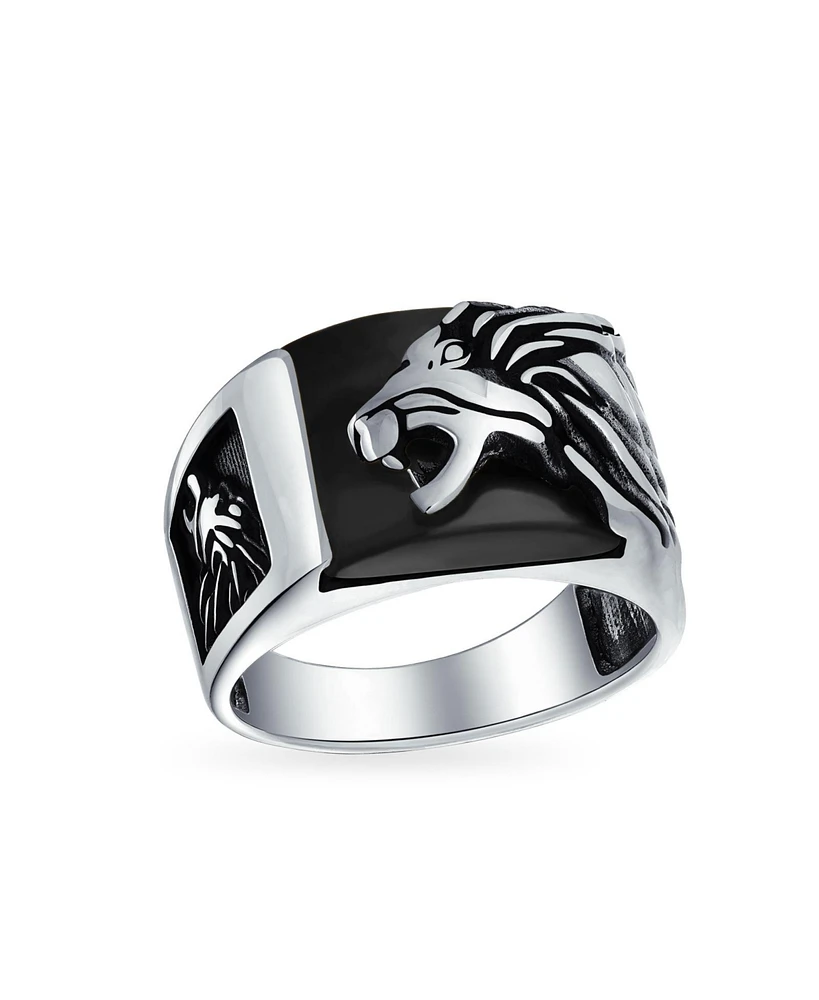 Bling Jewelry Large Roaring Lion Head Ring Solid Oxidized Sterling Silver