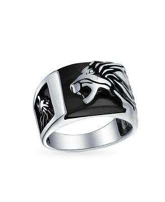 Bling Jewelry Large Roaring Lion Head Ring Solid Oxidized Sterling Silver
