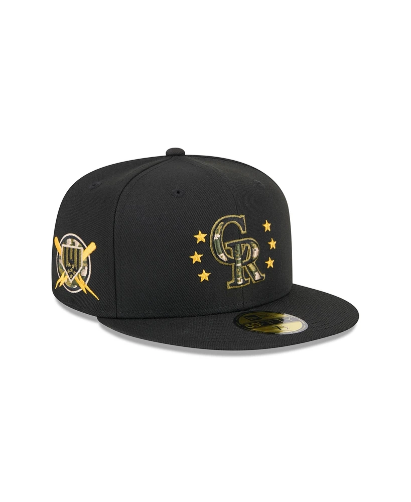 New Era Men's Black Colorado Rockies 2024 Armed Forces Day On-Field 59FIFTY Fitted Hat