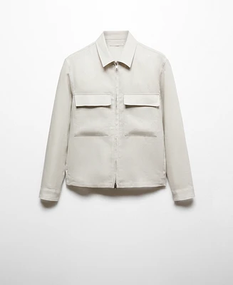 Mango Men's Zipper Linen Jacket