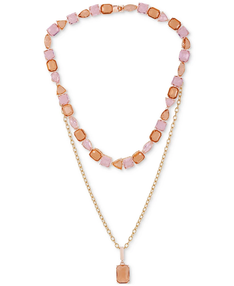 Guess Crystal 18" Layered Pendant Necklace