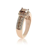 Suzy Levian Sterling Silver Cubic Zirconia Asscher Cut Brown Center Stone Ring