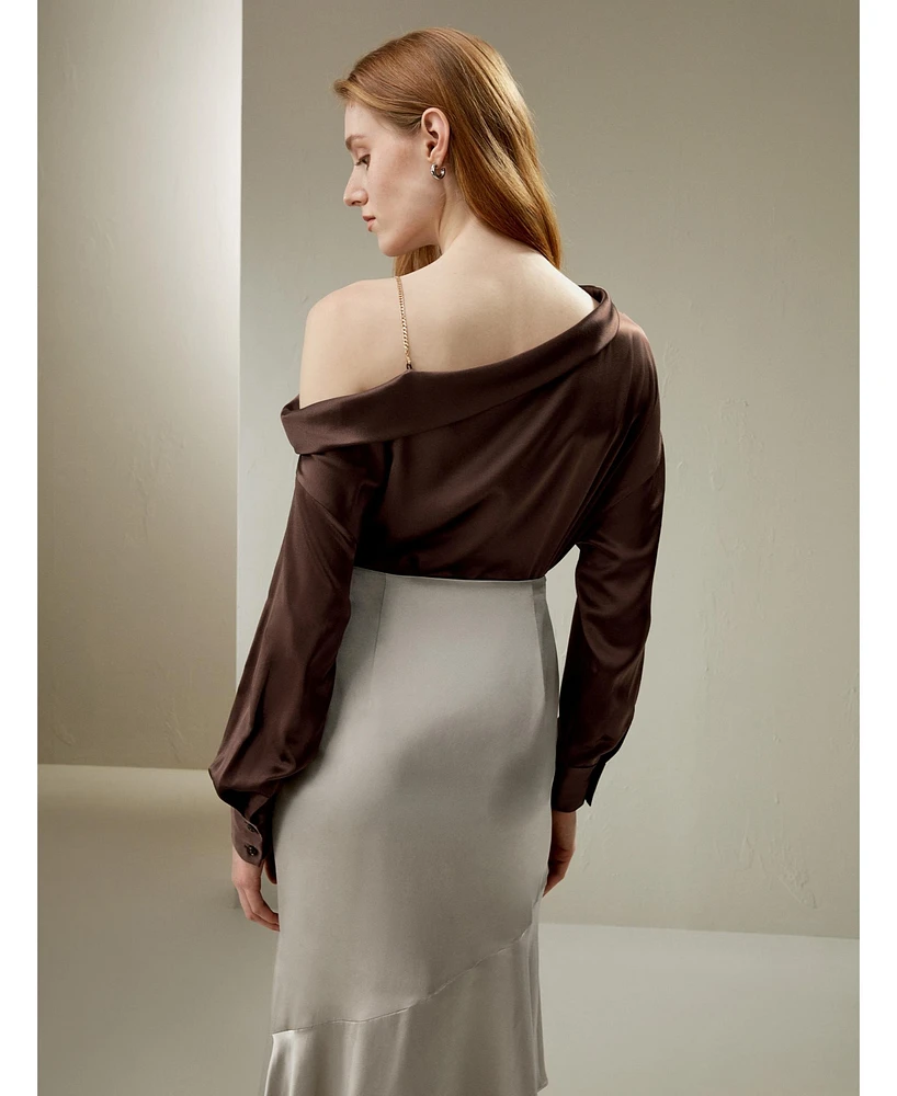 Lilysilk Women's Silk Chic One-Shoulder Top