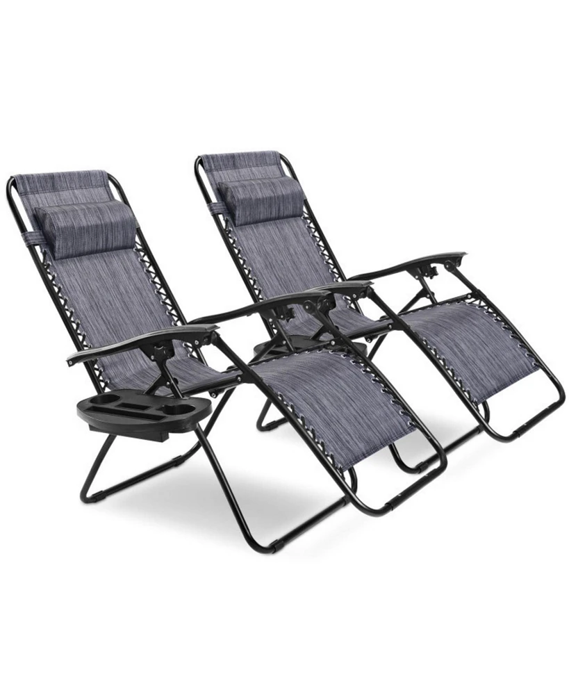 Inolait Sugift 2 Pieces Folding Lounge Chair with Zero Gravity